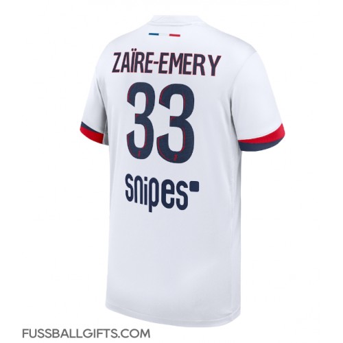 Paris Saint-Germain Warren Zaire-Emery #33 Fußballbekleidung Auswärtstrikot 2025-26 Kurzarm